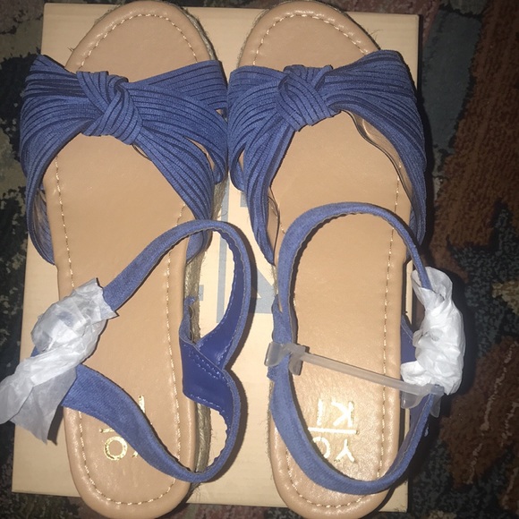 YOKI Knotted Blue Lace Platform Sandals Size 7.5 - Picture 4 of 9